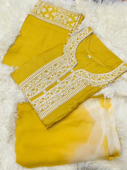 Yellow designer straight cut Suit