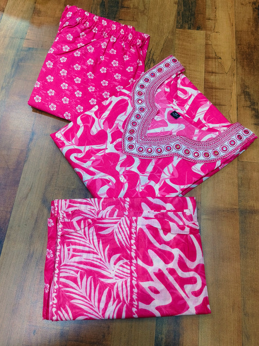 Pink Cotton sets with duppata