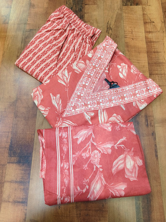 Peach Cotton sets with duppata