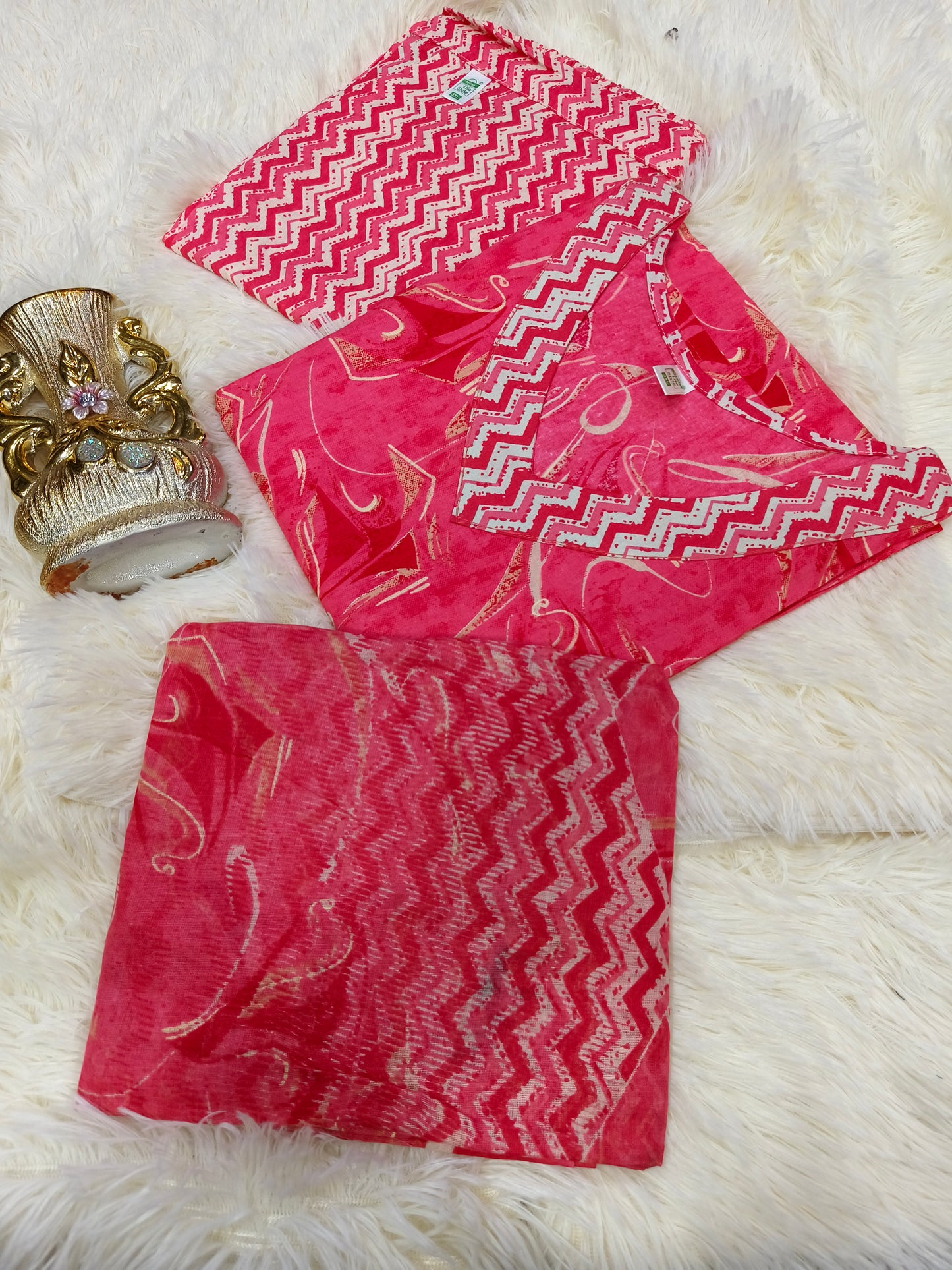 Peach Cotton sets with duppata