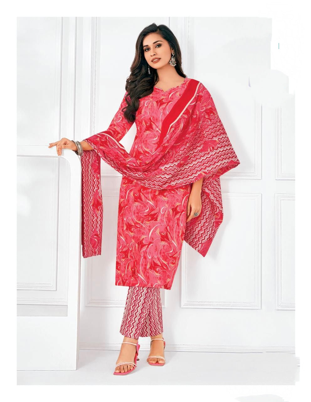 Peach Cotton sets with duppata