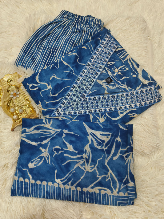 Navy Blue Cotton sets with duppata