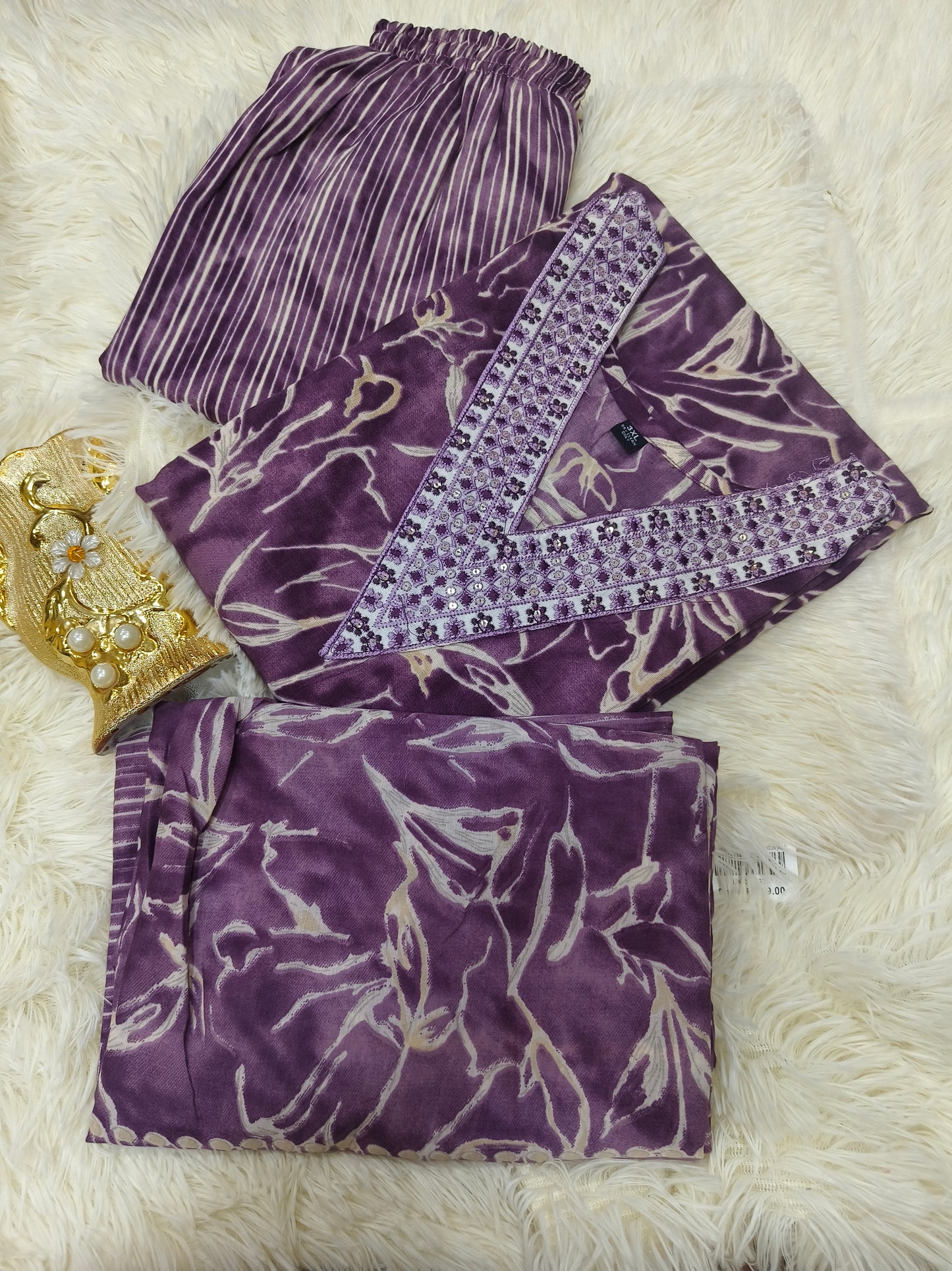 Lilac Cotton sets with duppata