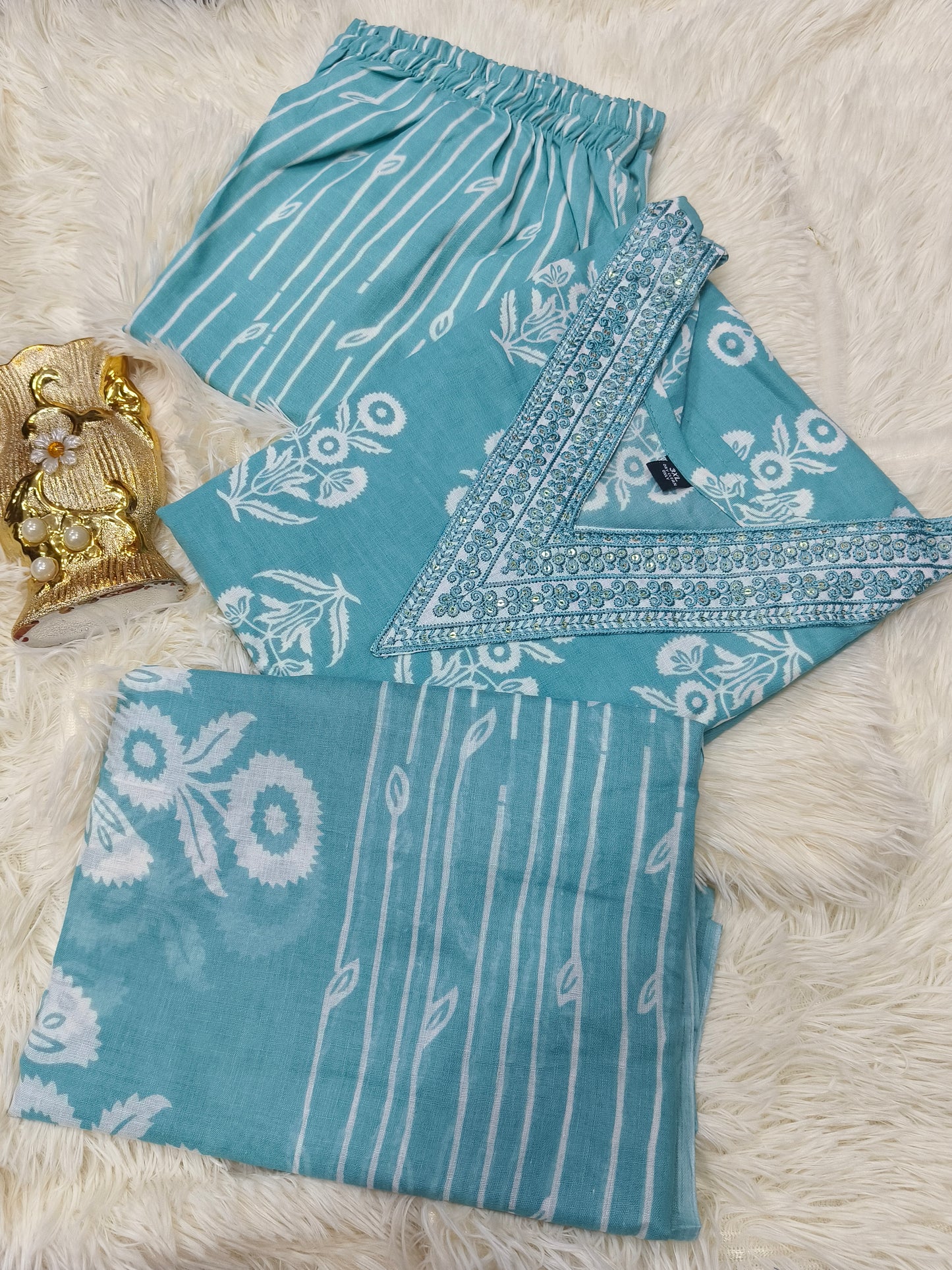 Light Blue Cotton sets with duppata