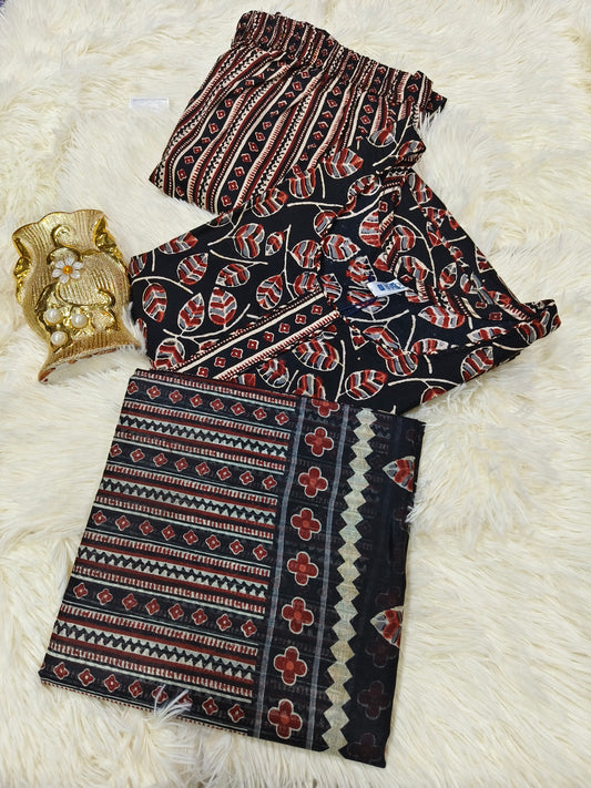 Black Pure Cotton sets with duppata