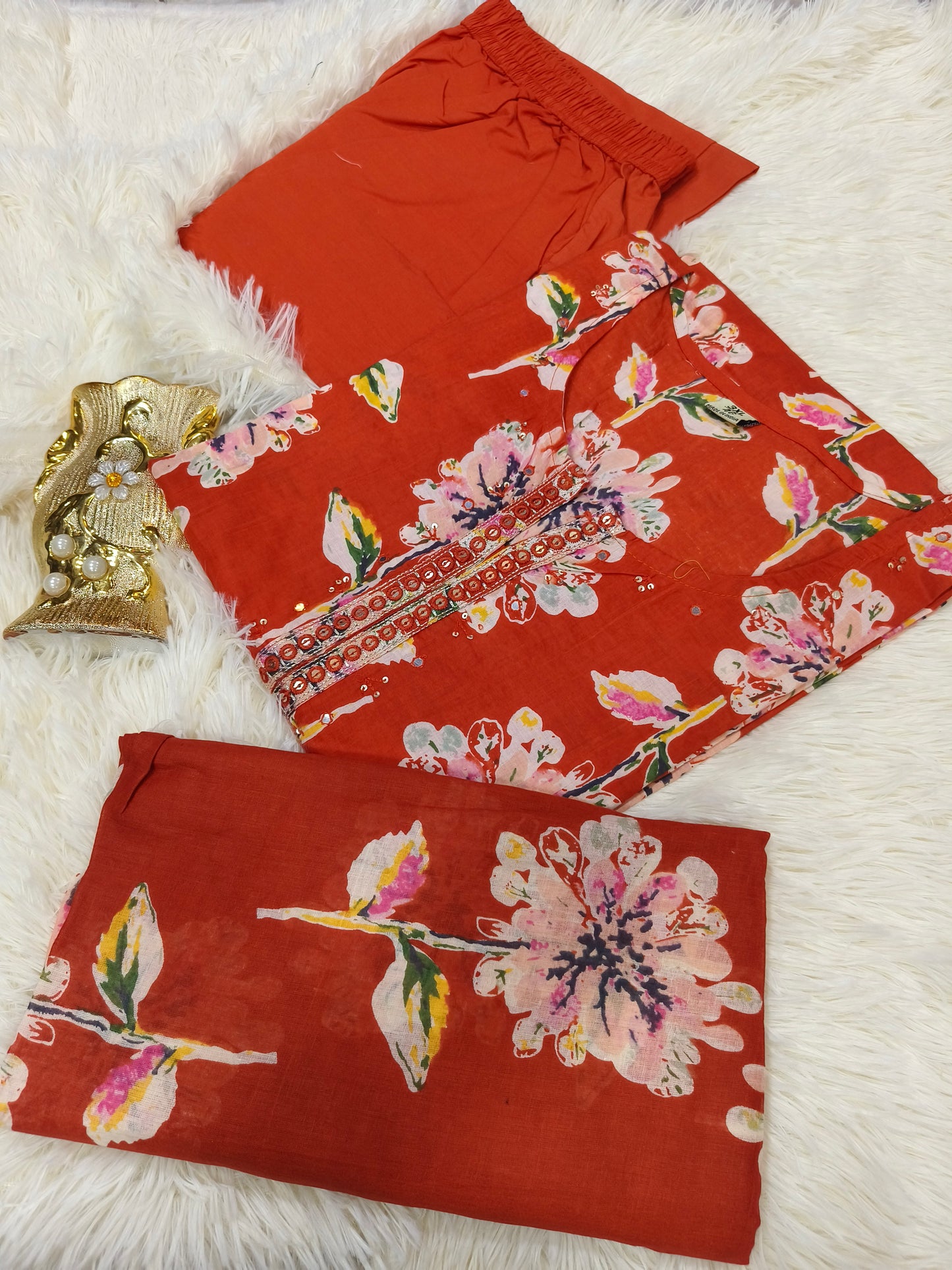 Orange Cotton sets with duppata
