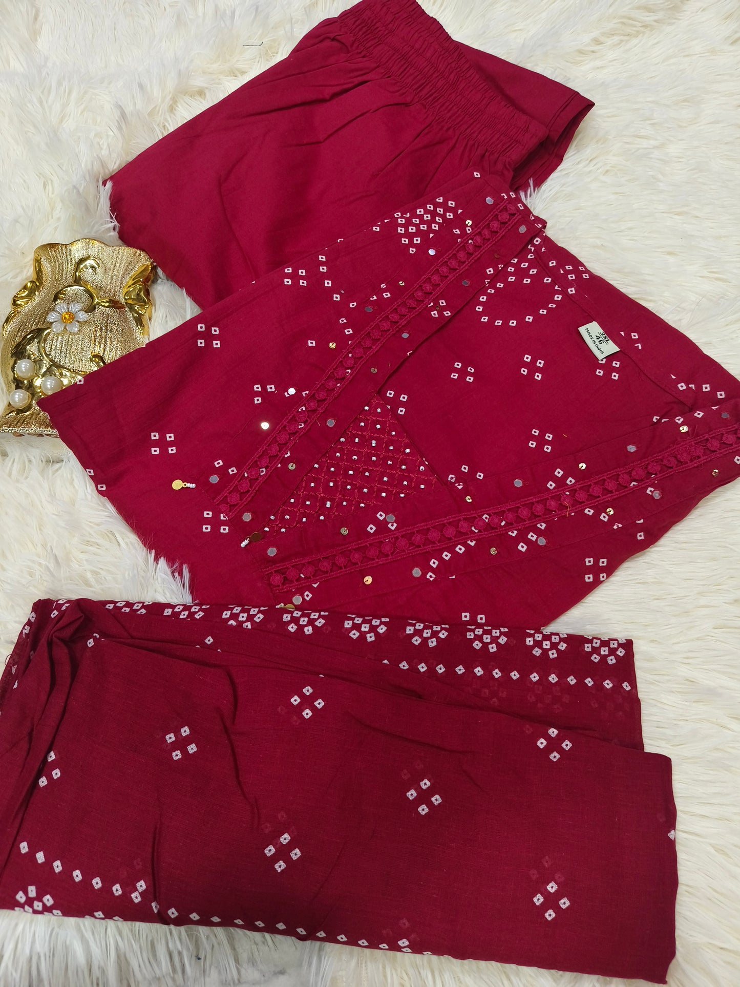 Pinkish wine Cotton sets with duppata