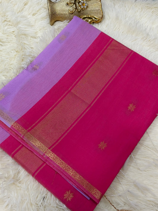 Levender With Pink Maheshwari Cotton