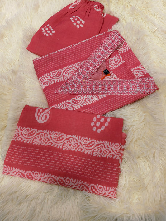Peach Cotton sets with duppata