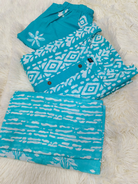 Blue Cotton sets with duppata