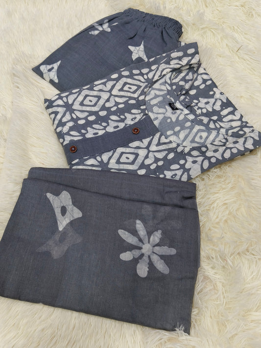 Grey Cotton sets with duppata