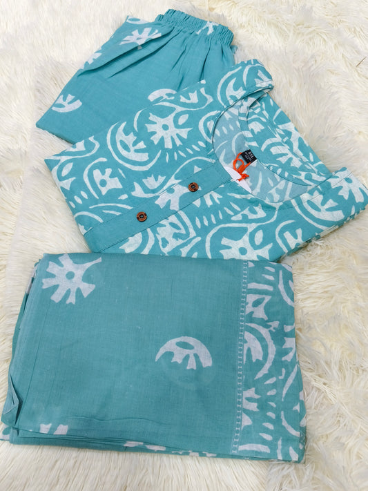 Sea Blue Cotton sets with duppata