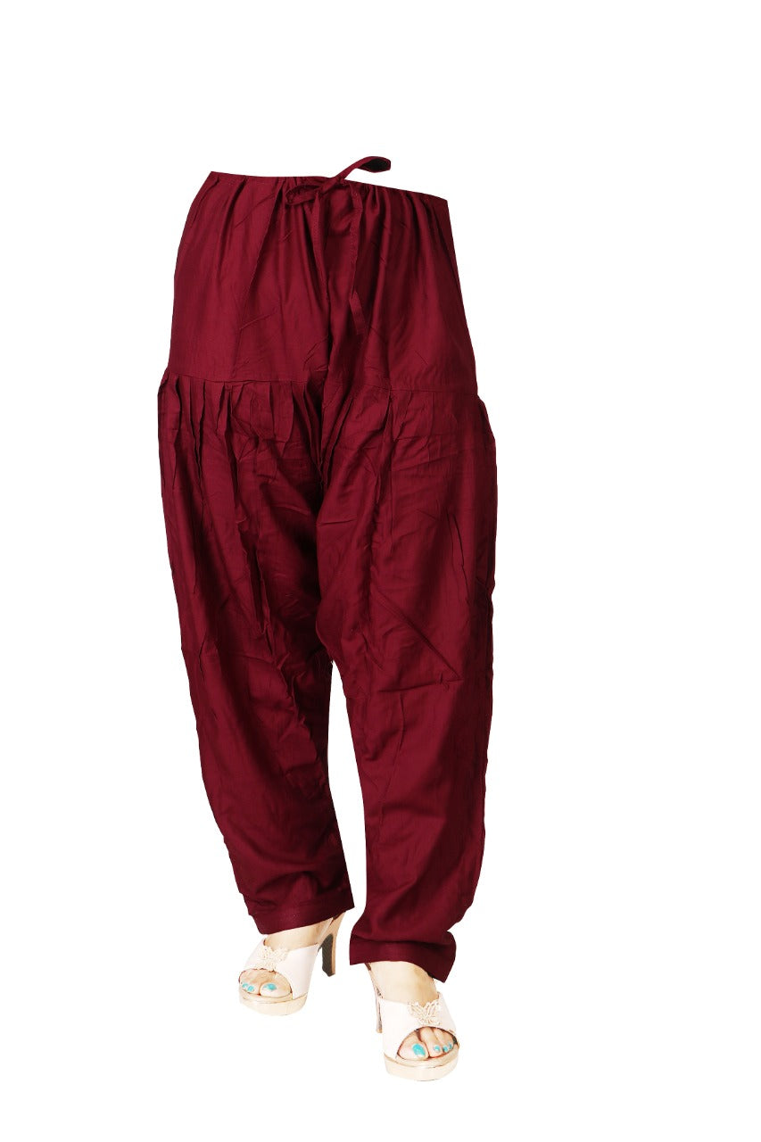 Maroon Cotton Patiala Pant