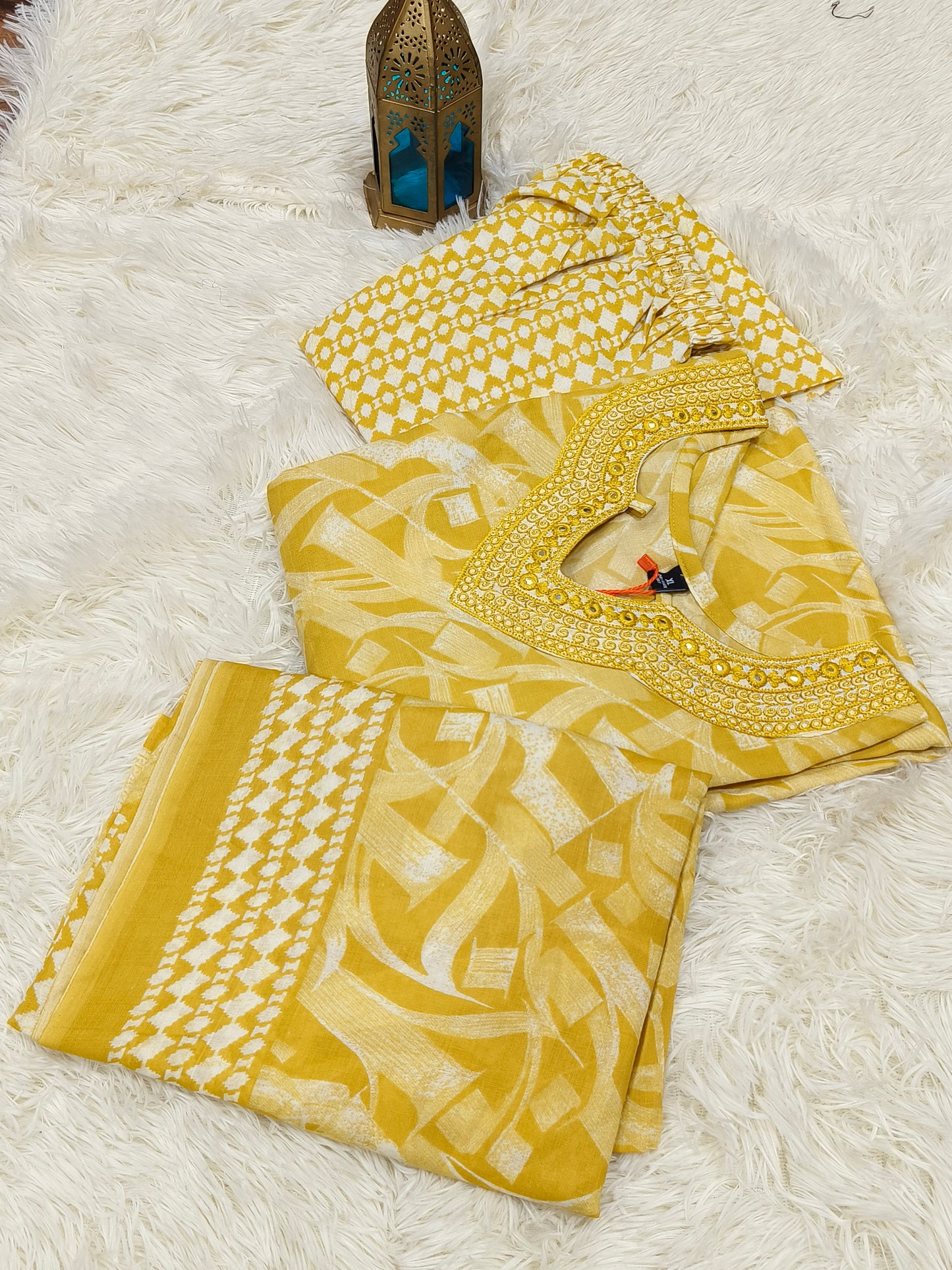 Yellow Cotton sets with duppata