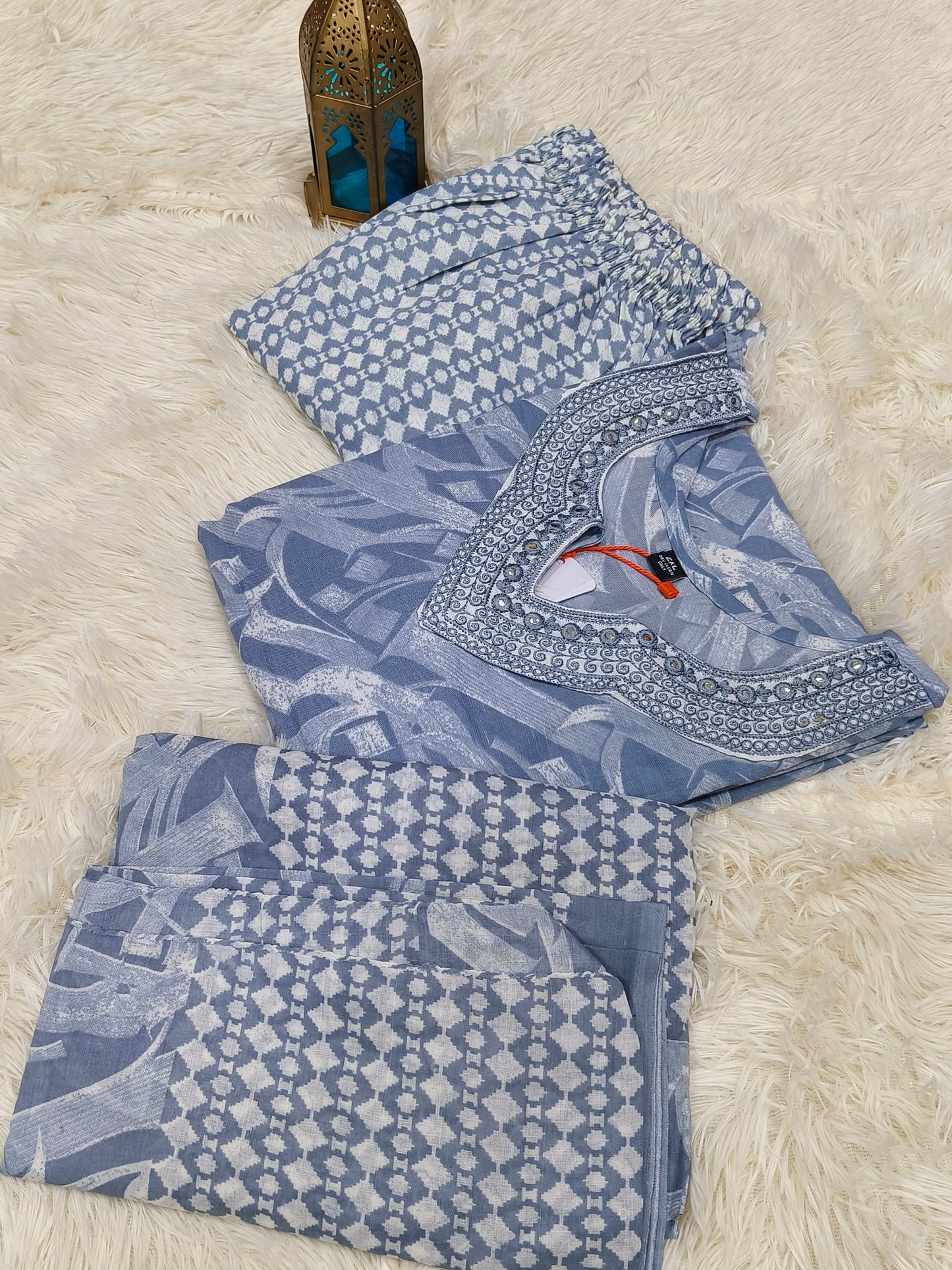 Grey Cotton sets with duppata