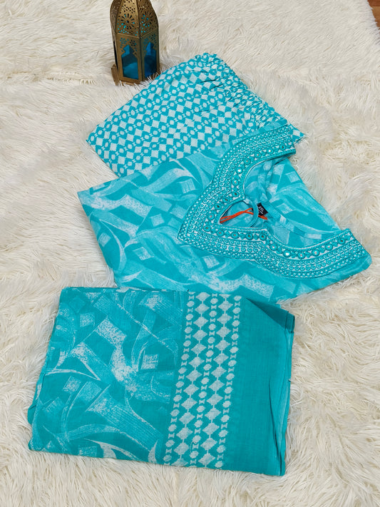Sea Blue Cotton sets with duppata