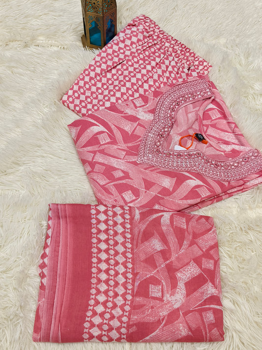Peach Cotton sets with duppata