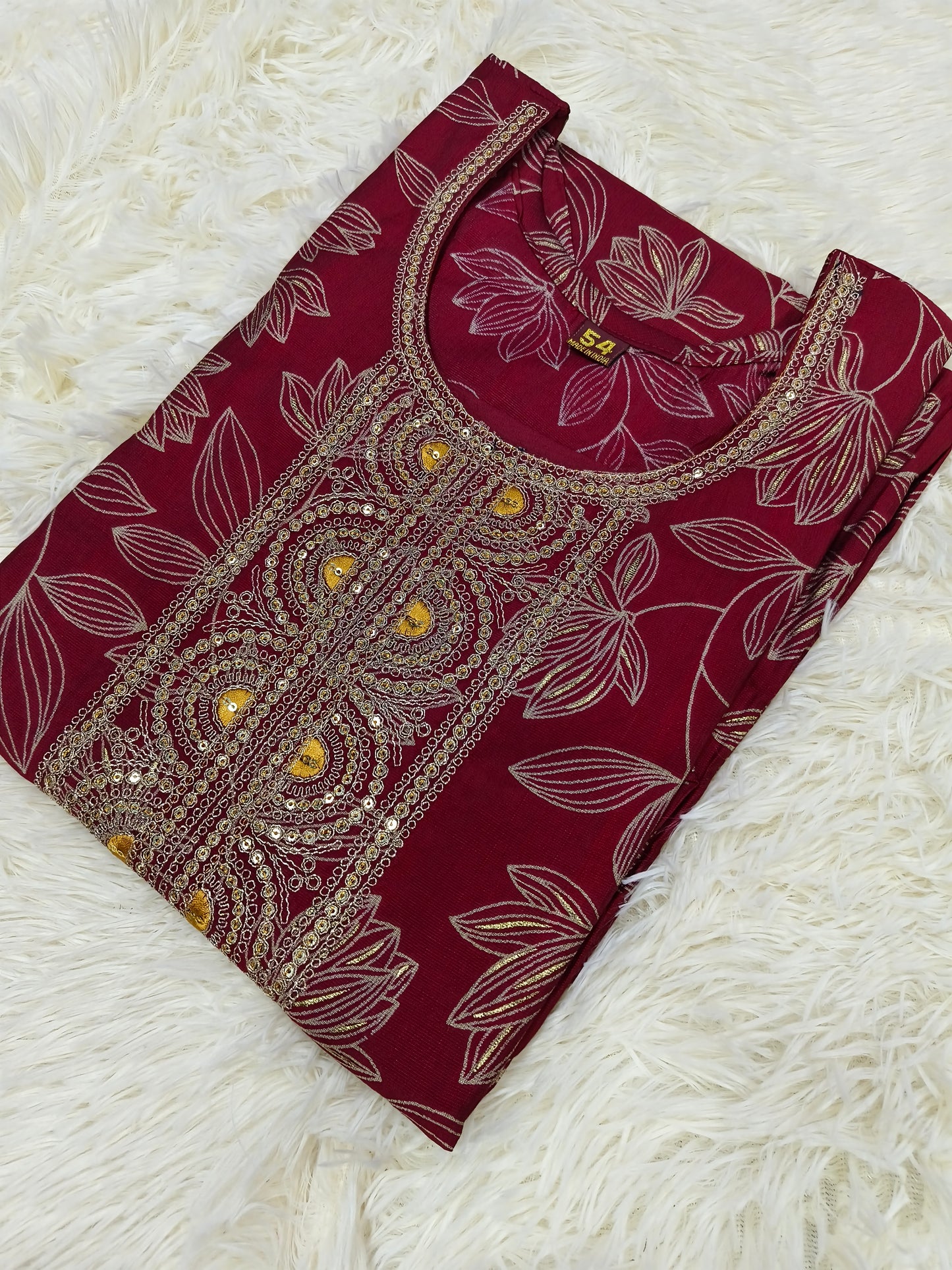 Maroon Red Side cut Kurti