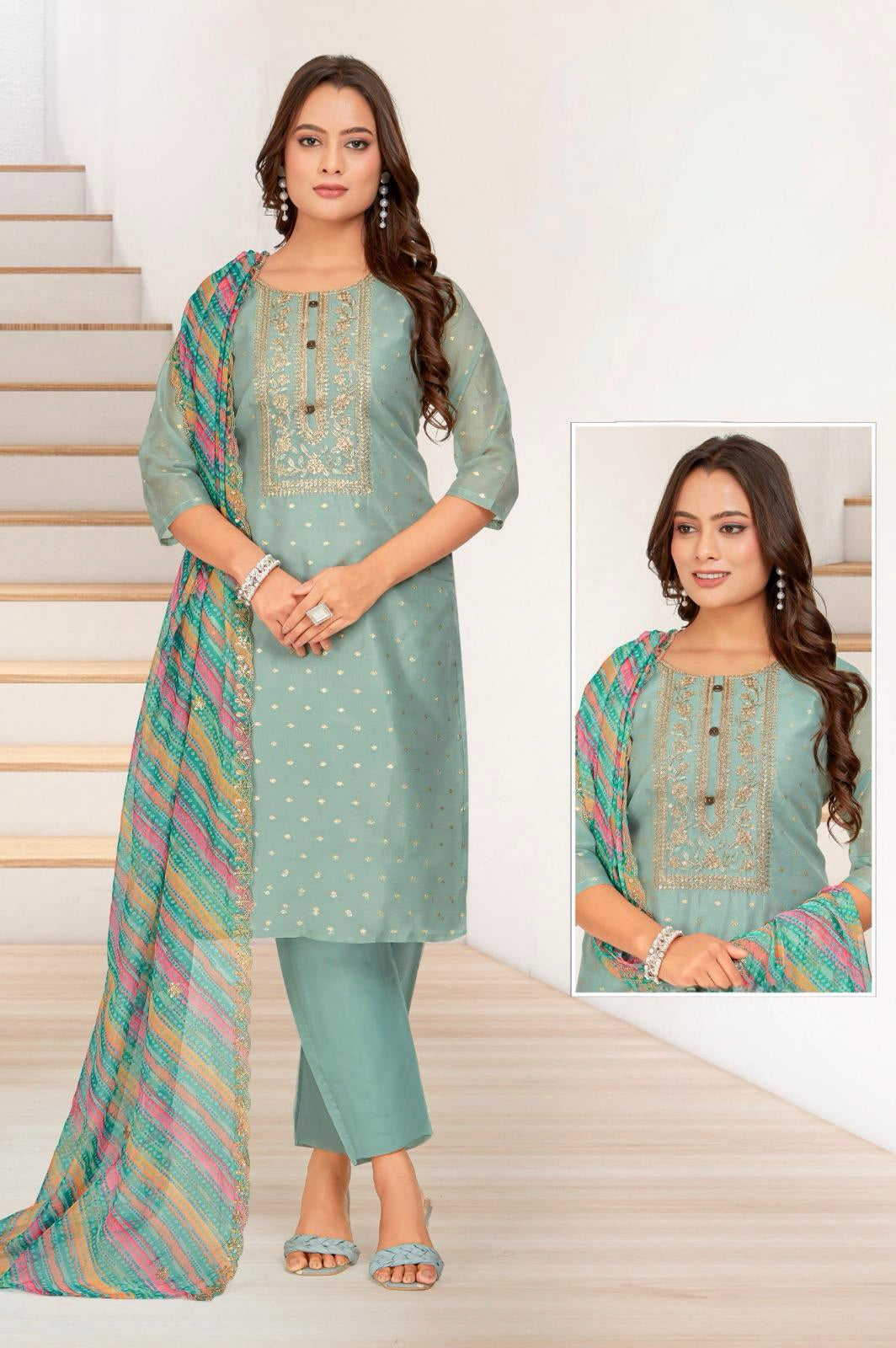 Light sky blue designer salwar suit