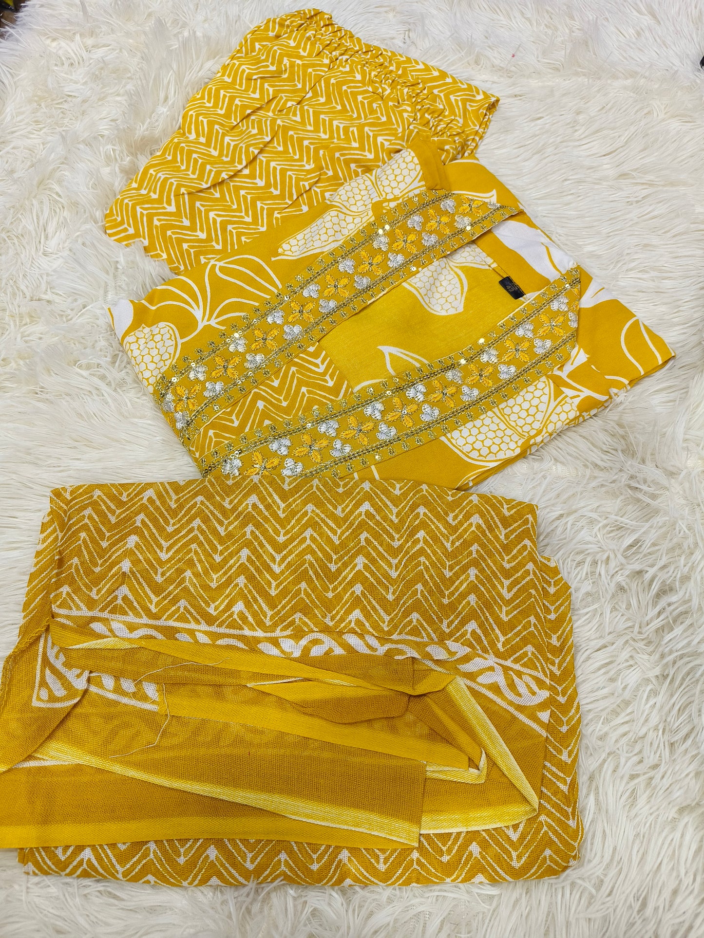 Yellow designer cotton suit