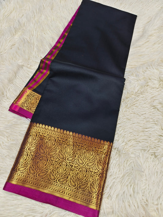 Black semi silk saree