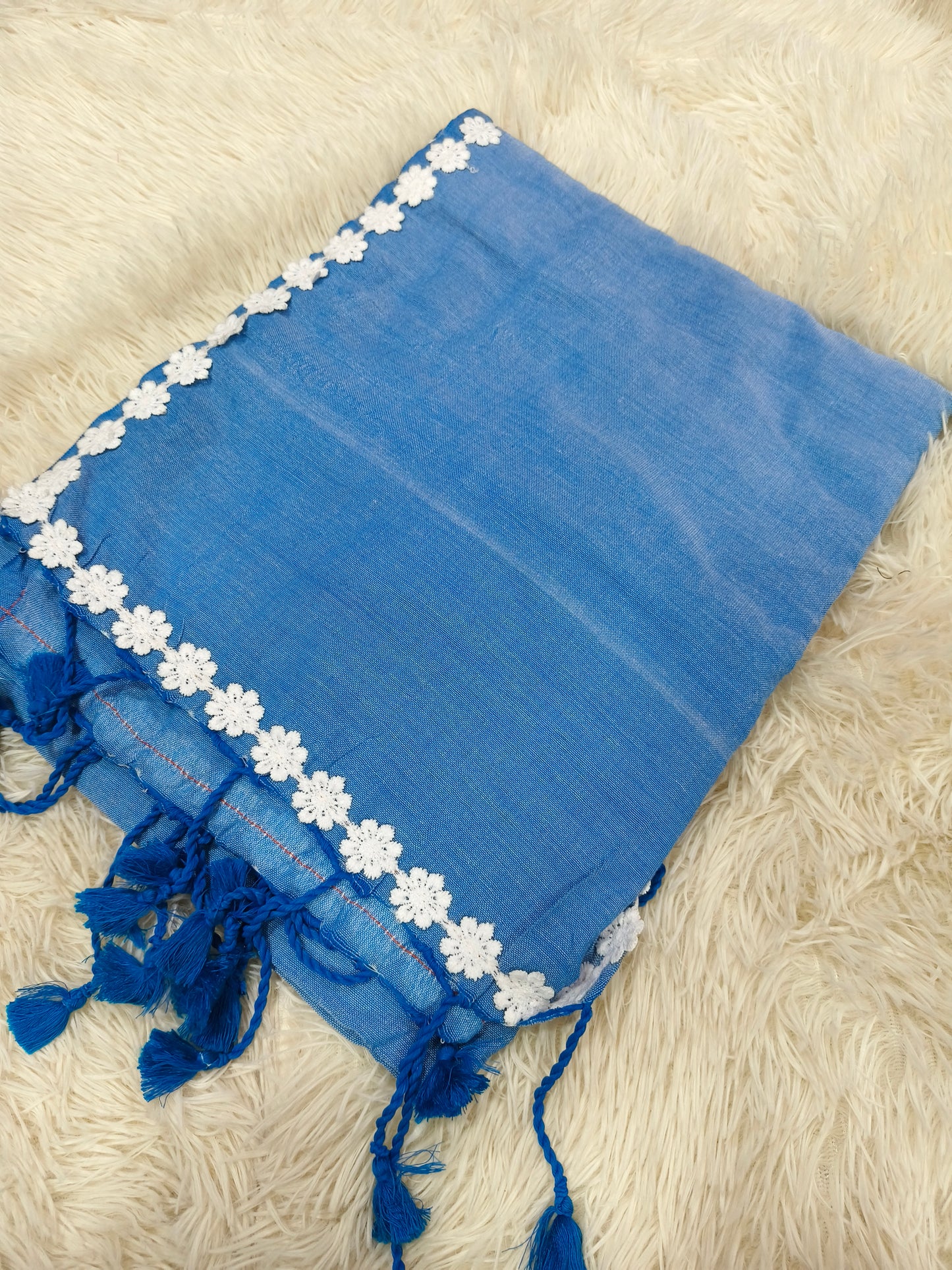 Ice blue Khadi cotton saree