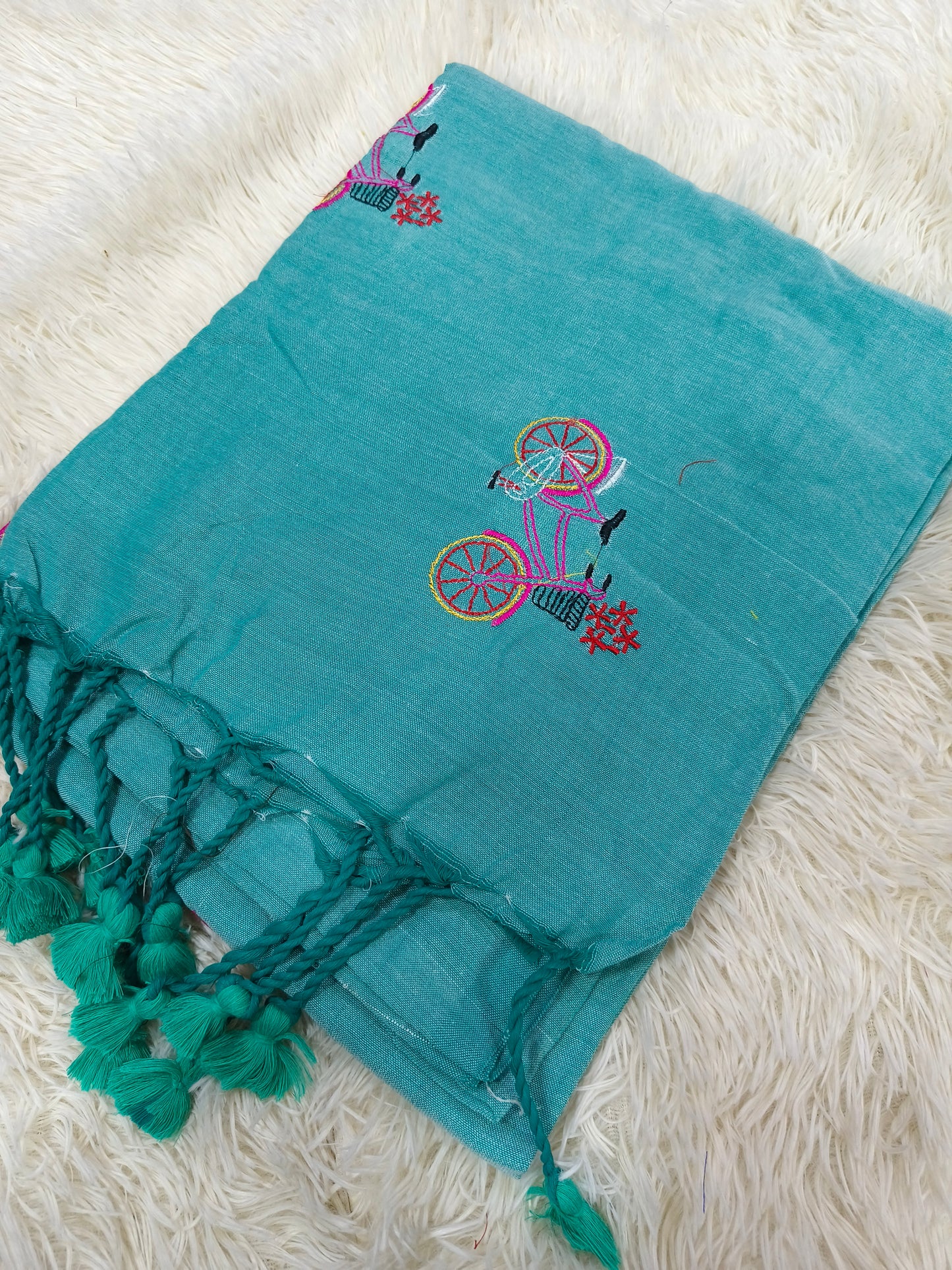 Sea green Khadi cotton saree