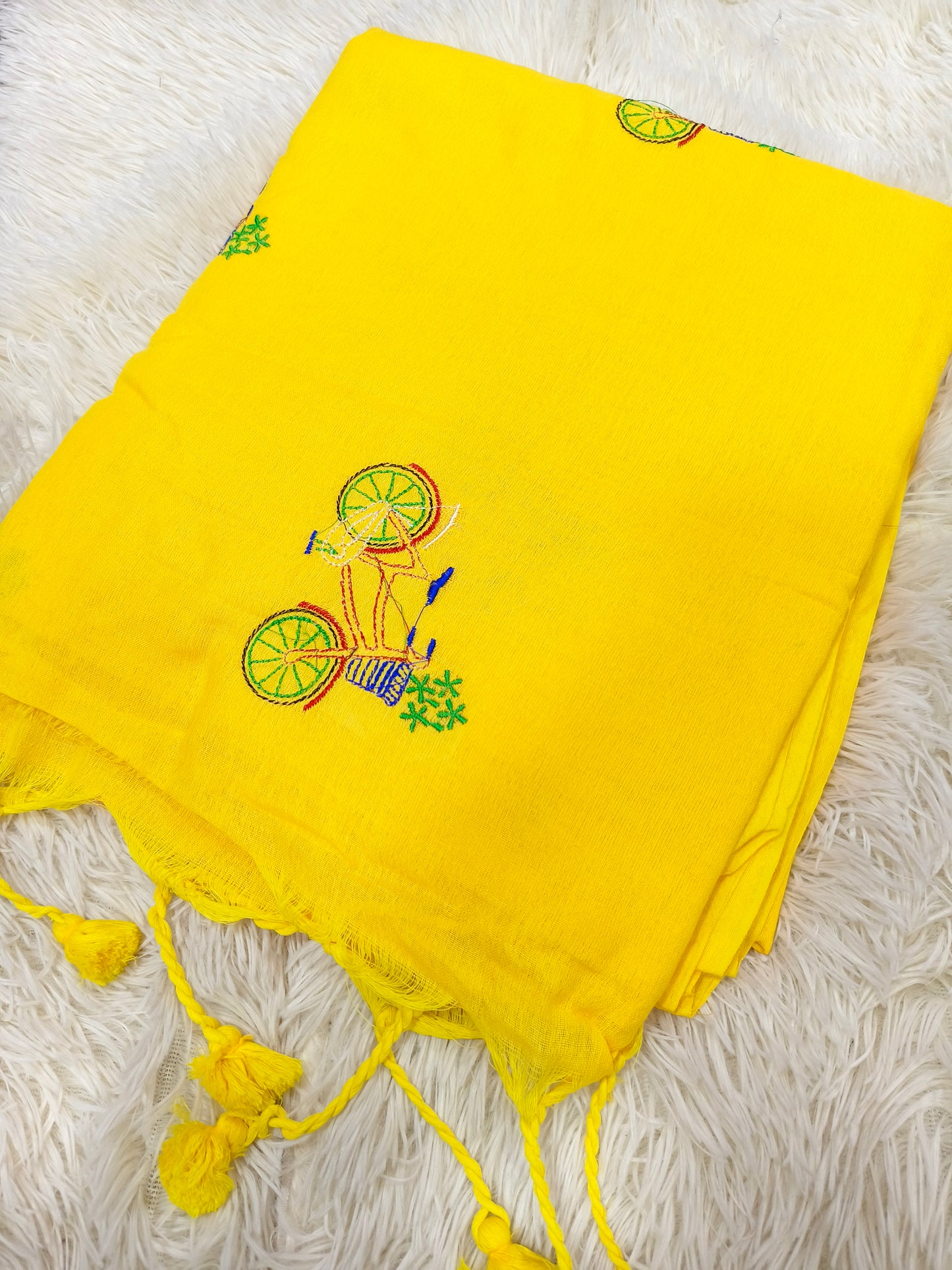 Yellow Khadi cotton saree