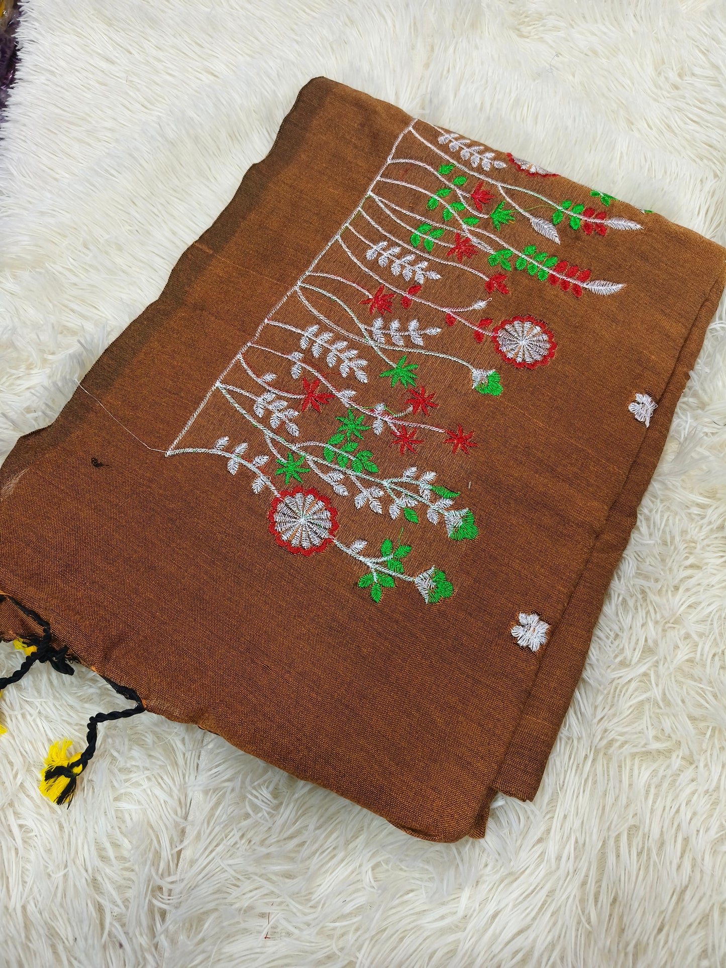 Brown Khadi cotton saree