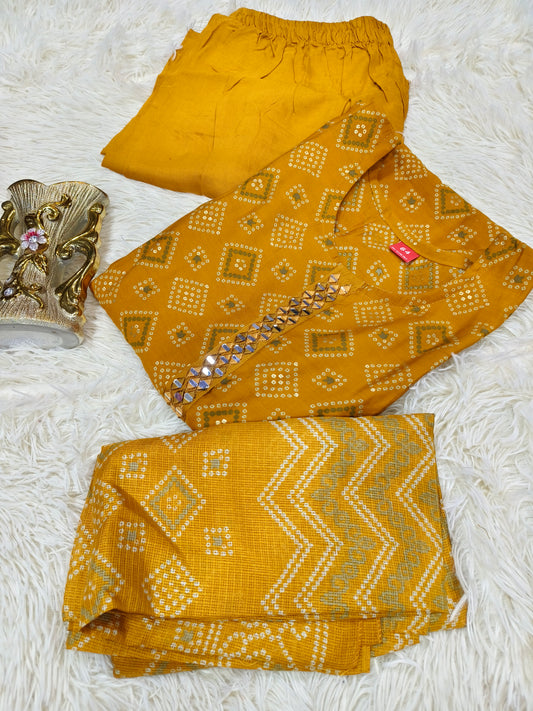 Yellow designer straight cut Suit
