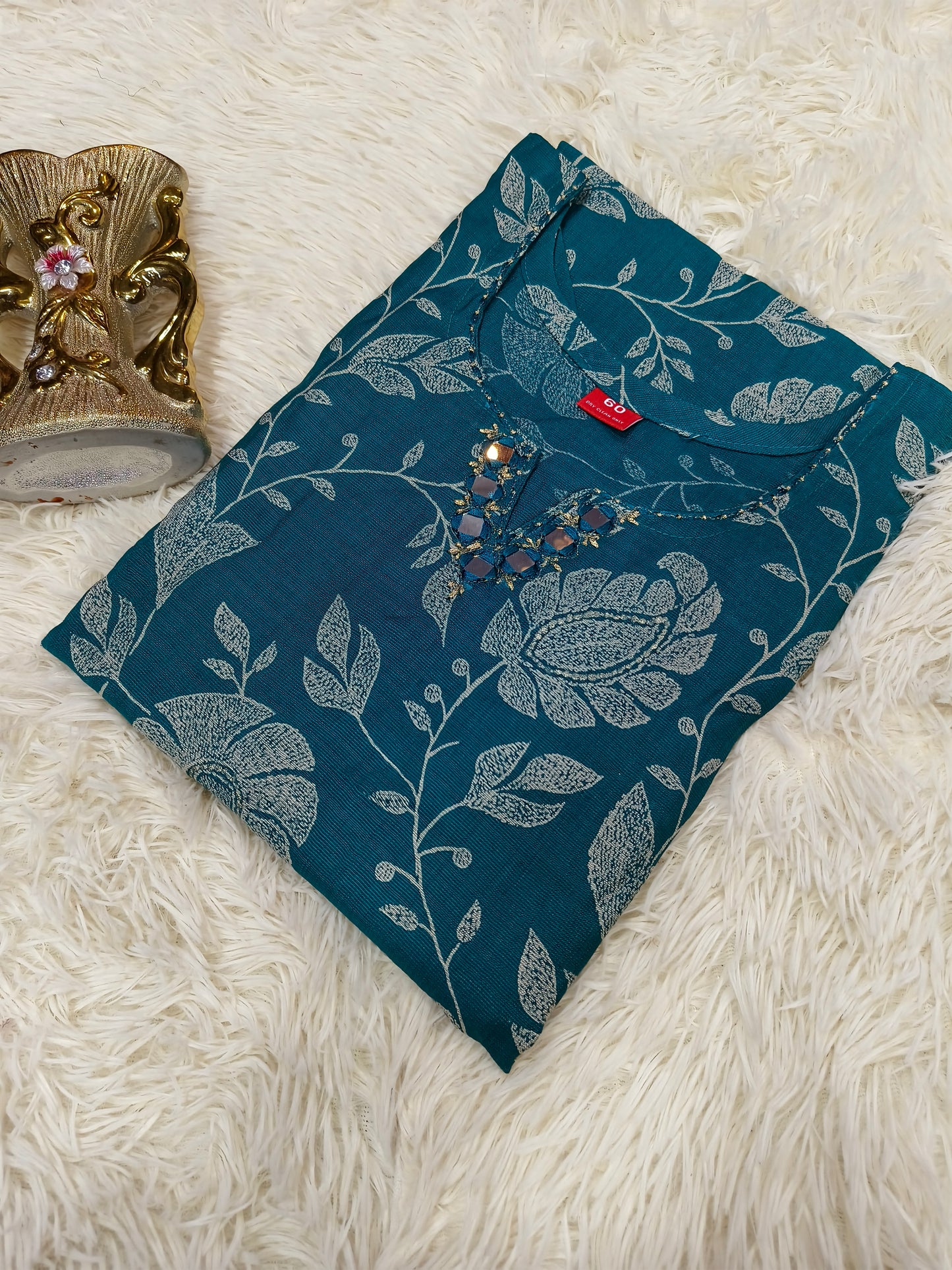 Teal Blue Side cut Kurti