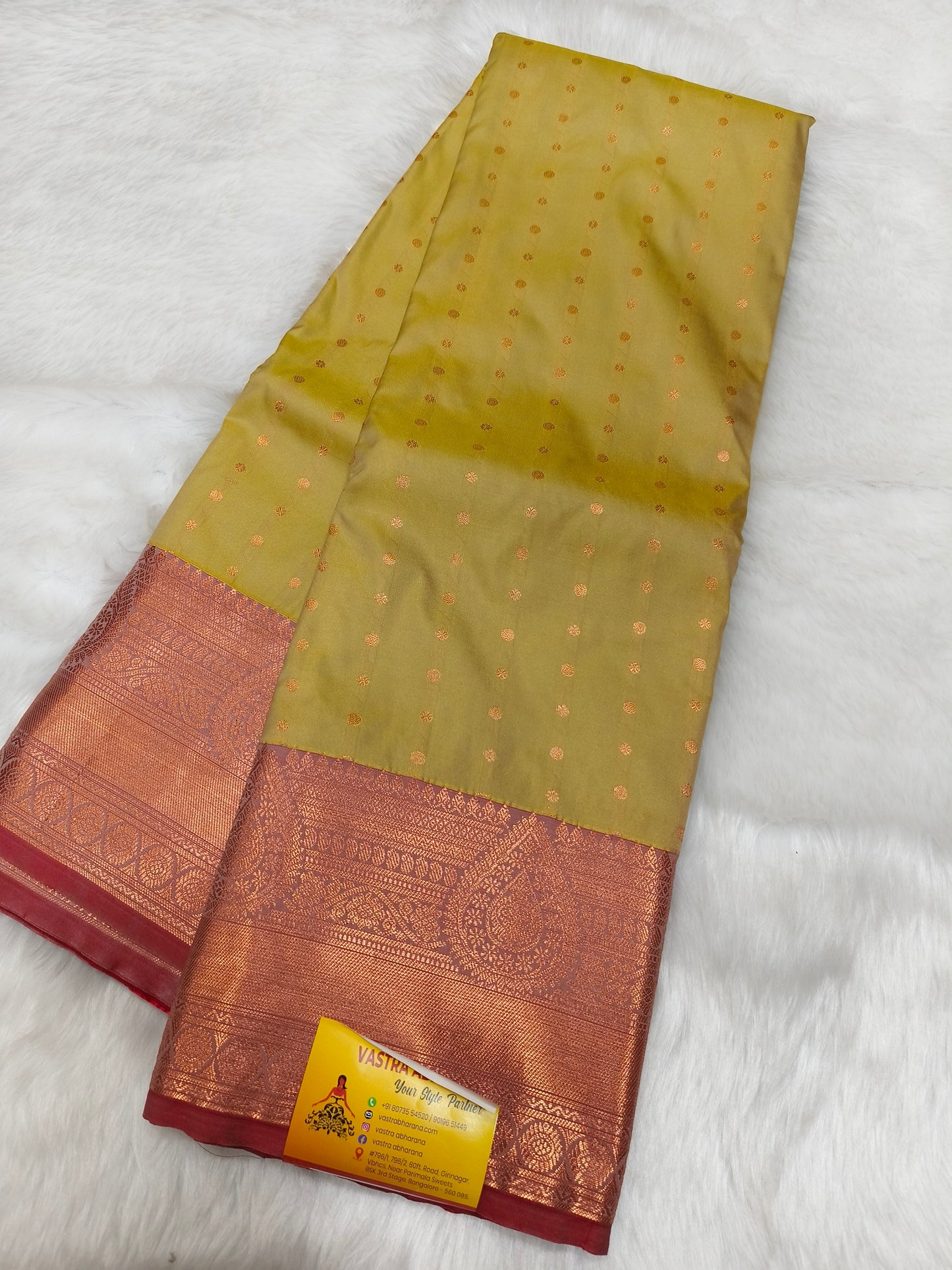 Beige kanjivaram silk saree