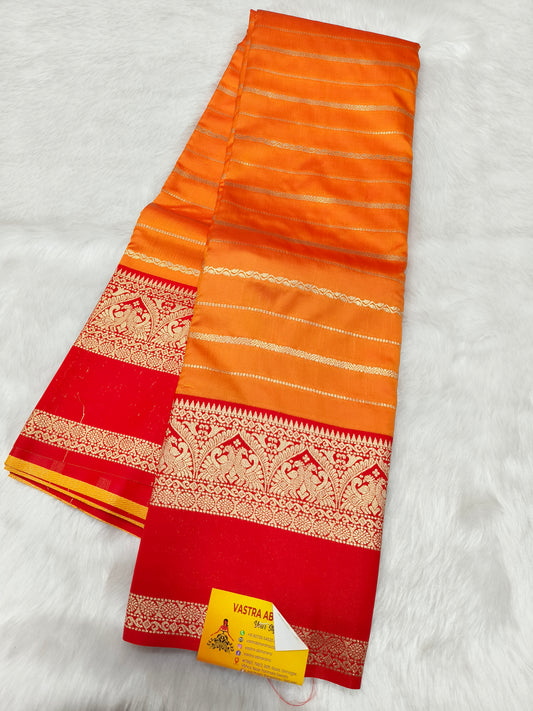 Orange kanjivaram silk saree