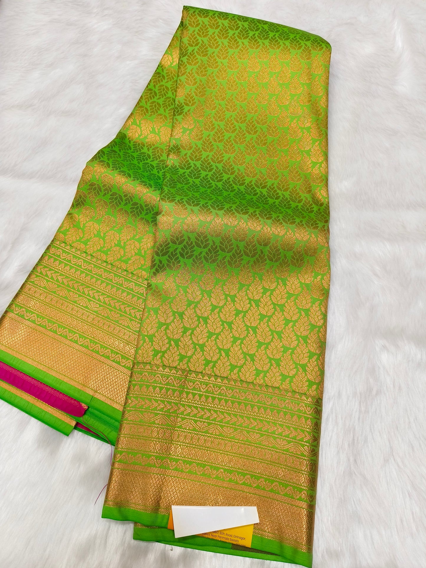 Green Kanchi semi silk saree