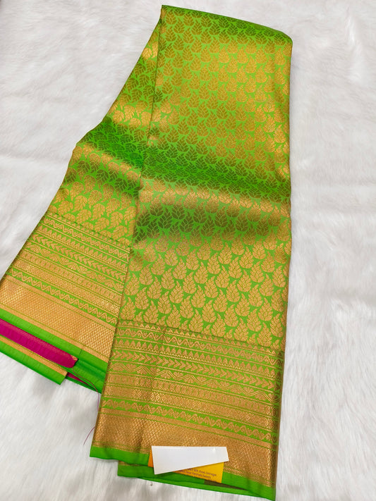 Green Kanchi semi silk saree