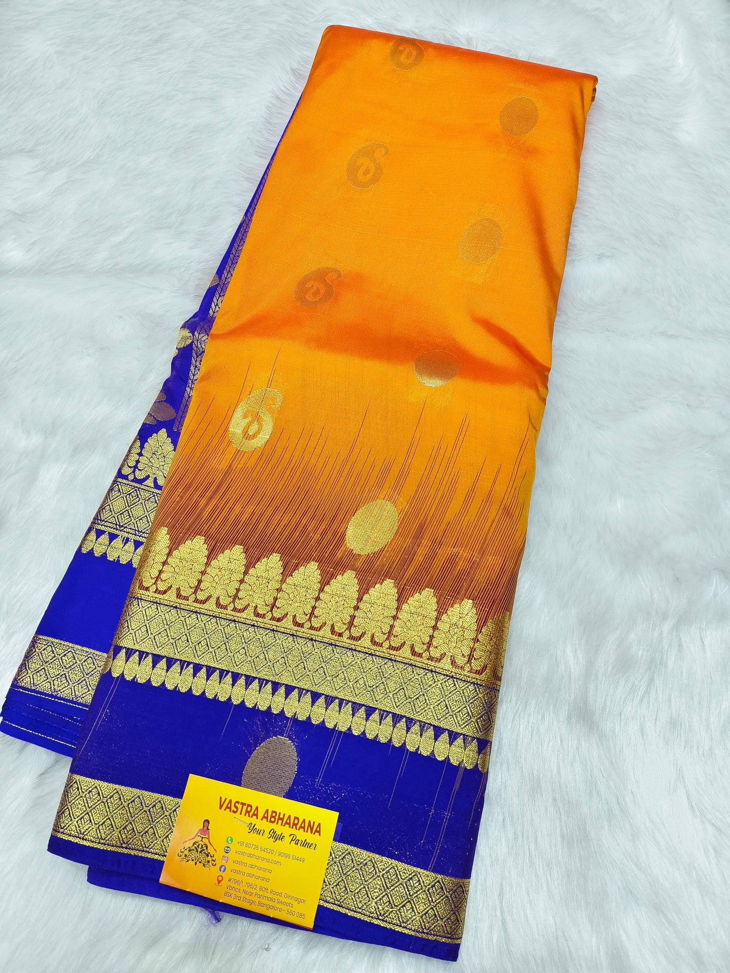 Orange kanjivaram silk saree