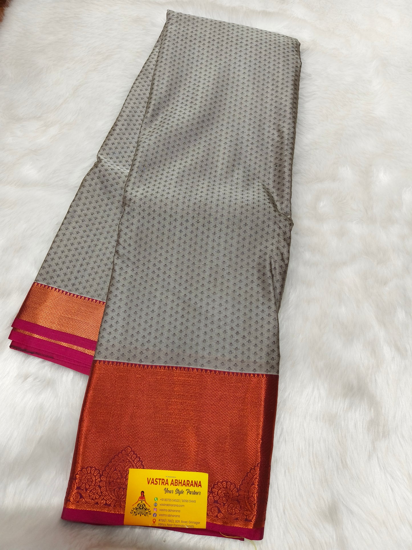Grey kanjivaram silk saree