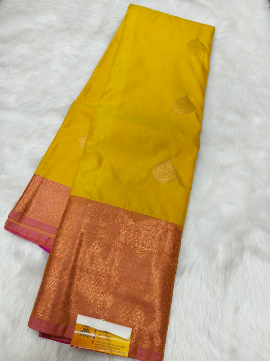 Yellow Semi kanjivaram silk saree