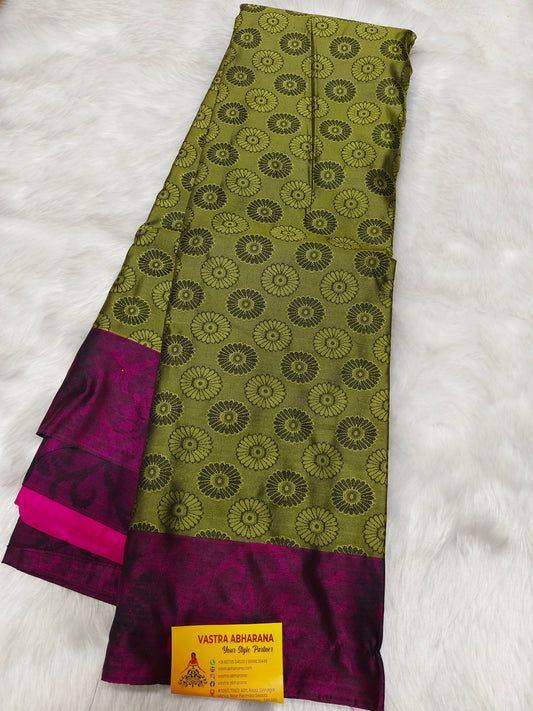 Olive Green Semi kanjivaram silk saree