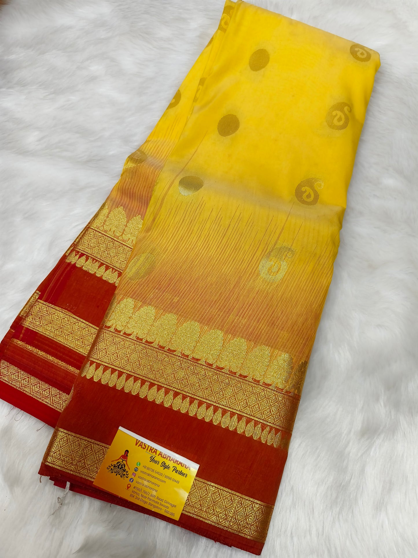 Yellow Semi kanjivaram silk saree