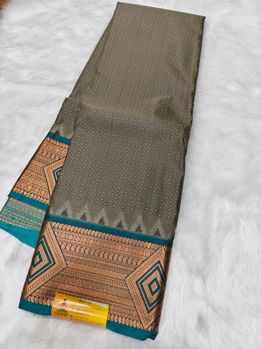 Grey Semi kanjivaram silk saree