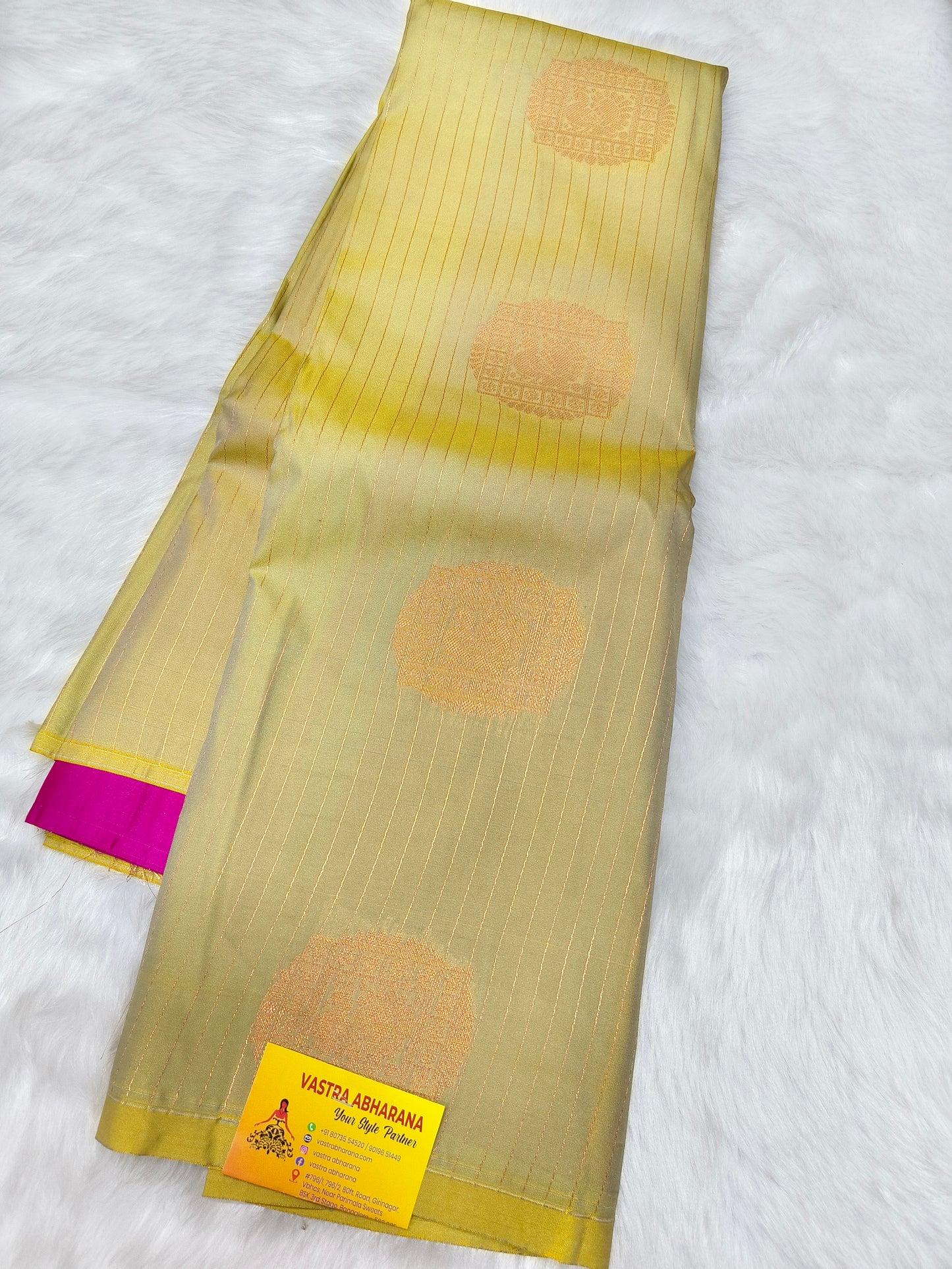 Light Beige Semi kanjivaram silk saree