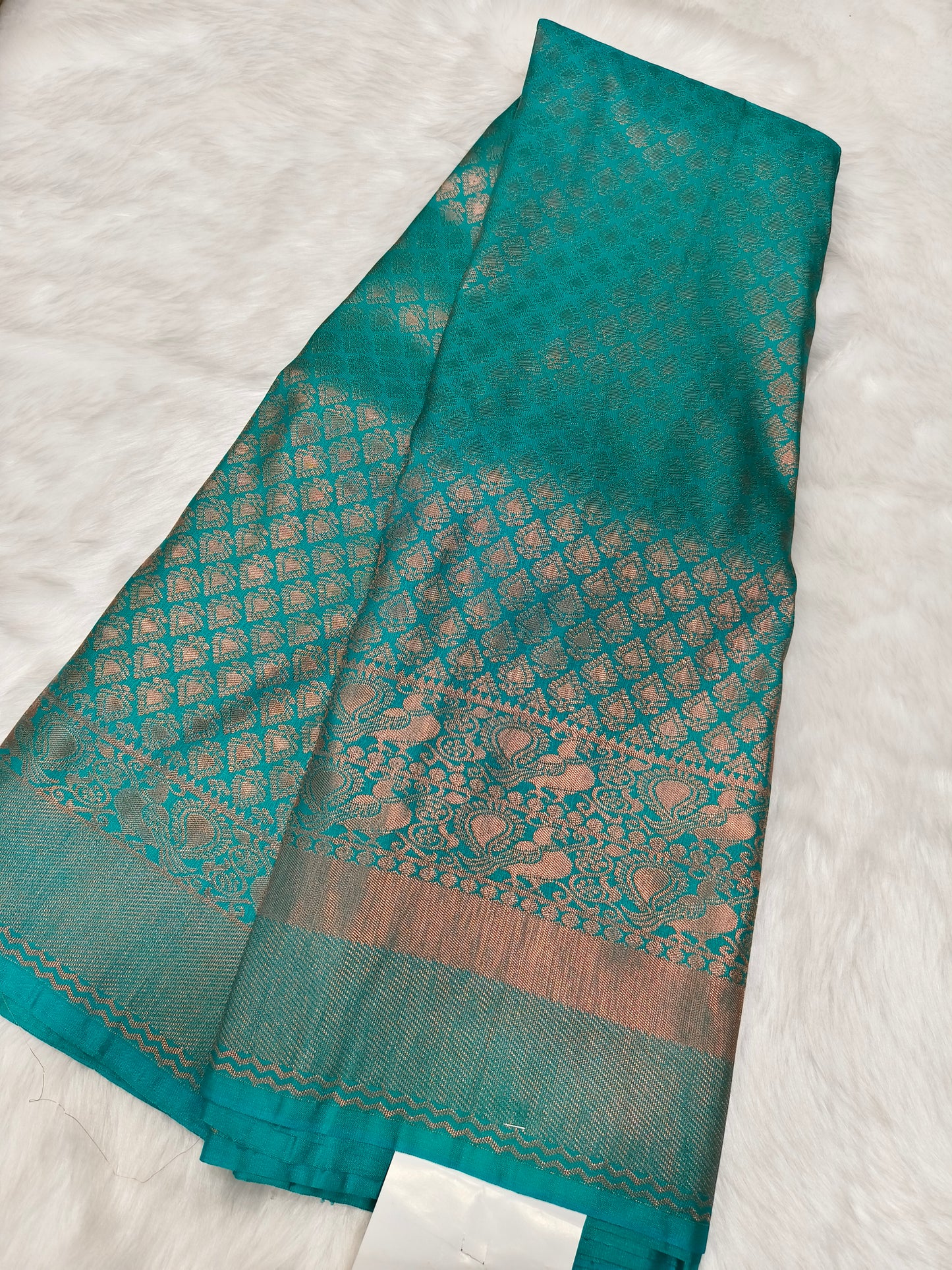 Aqua Blue Soft semi silk saree