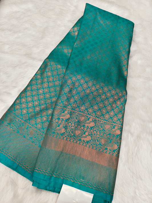 Aqua Blue Soft semi silk saree