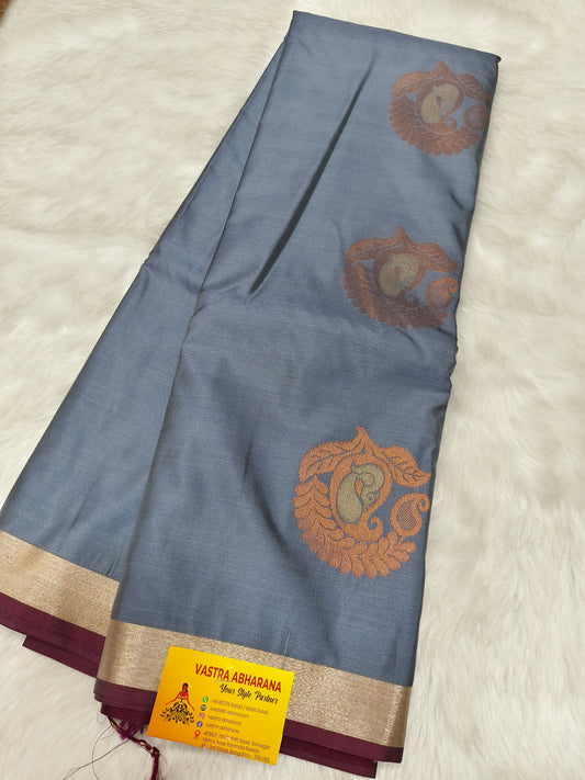Grey Soft semi silk saree