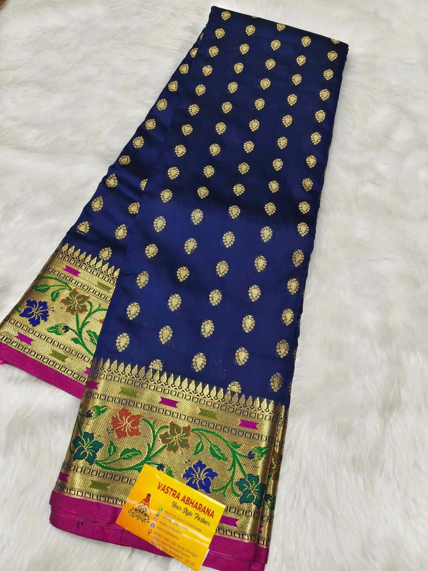 Navy Blue Soft semi silk saree