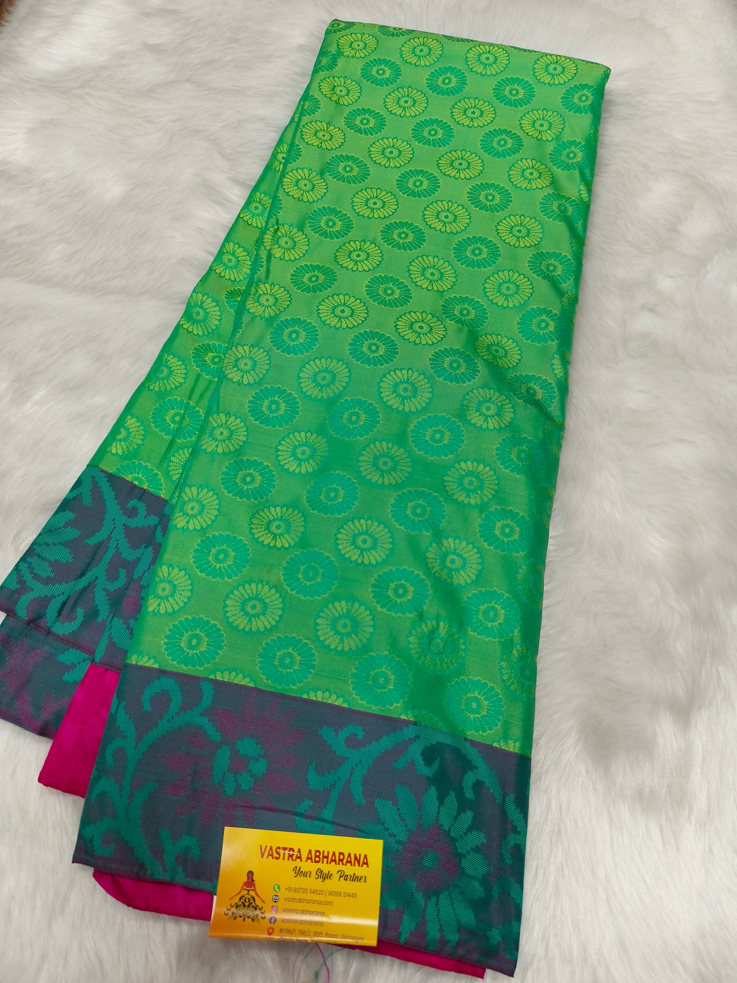 Sea Green Soft semi silk saree