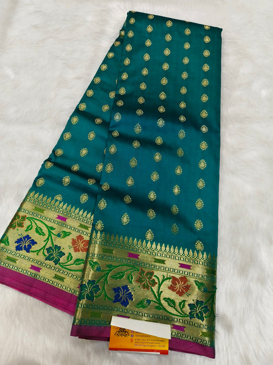 Teal Blue Soft semi silk saree