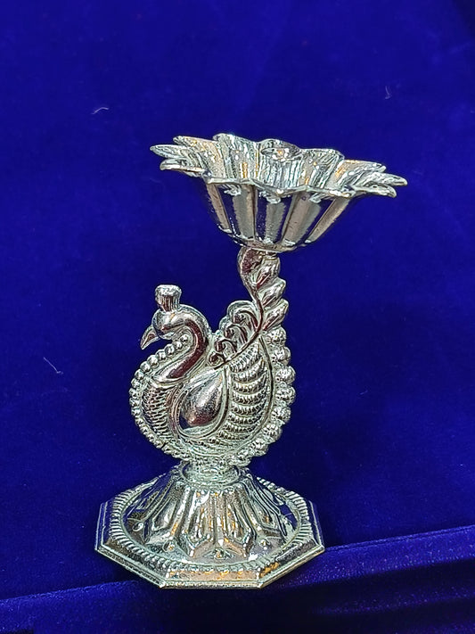 German silver peacock Deepa/ Agarbatti stand Medium