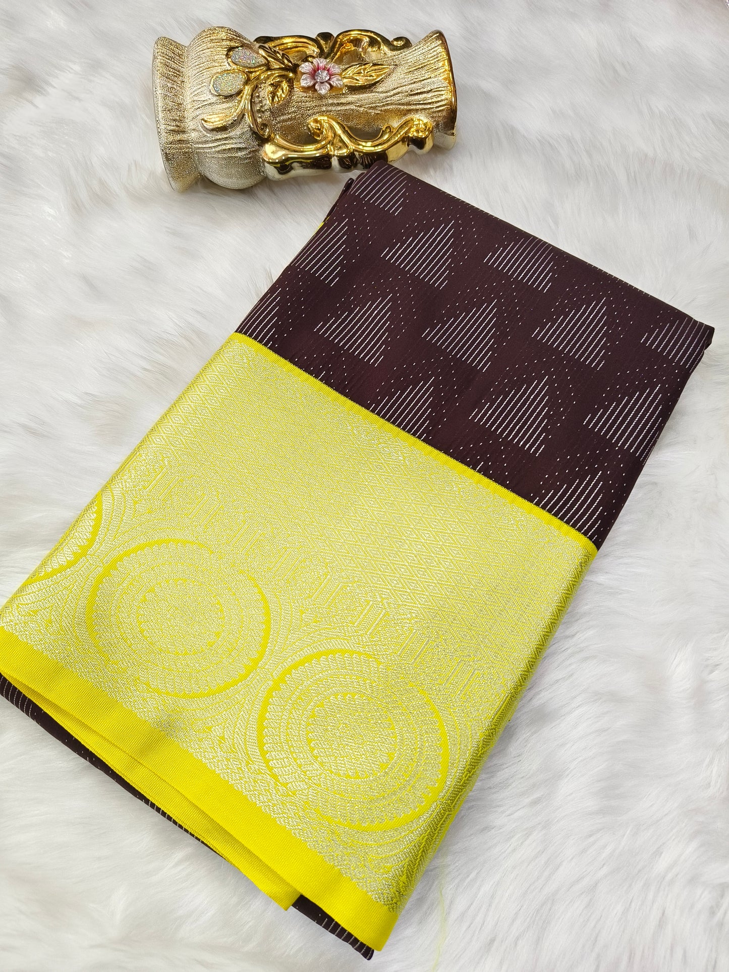 Brown kanjivaram silk saree